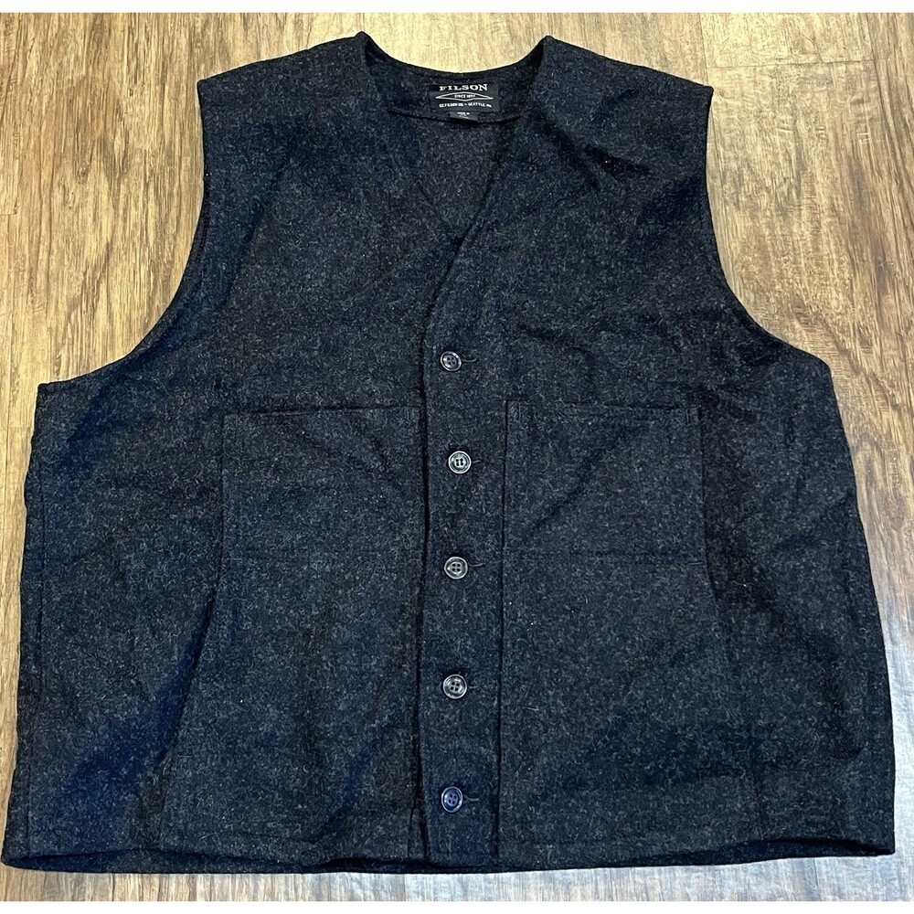 CC Filson Mackinaw Wool Vest Mens Xxxl Button Front Made In USA Charcoal Vintage